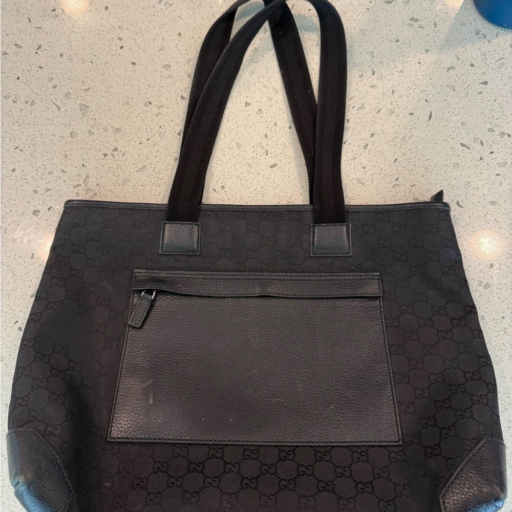 Vintage Authentic Gucci Textured Black Leather Accessory